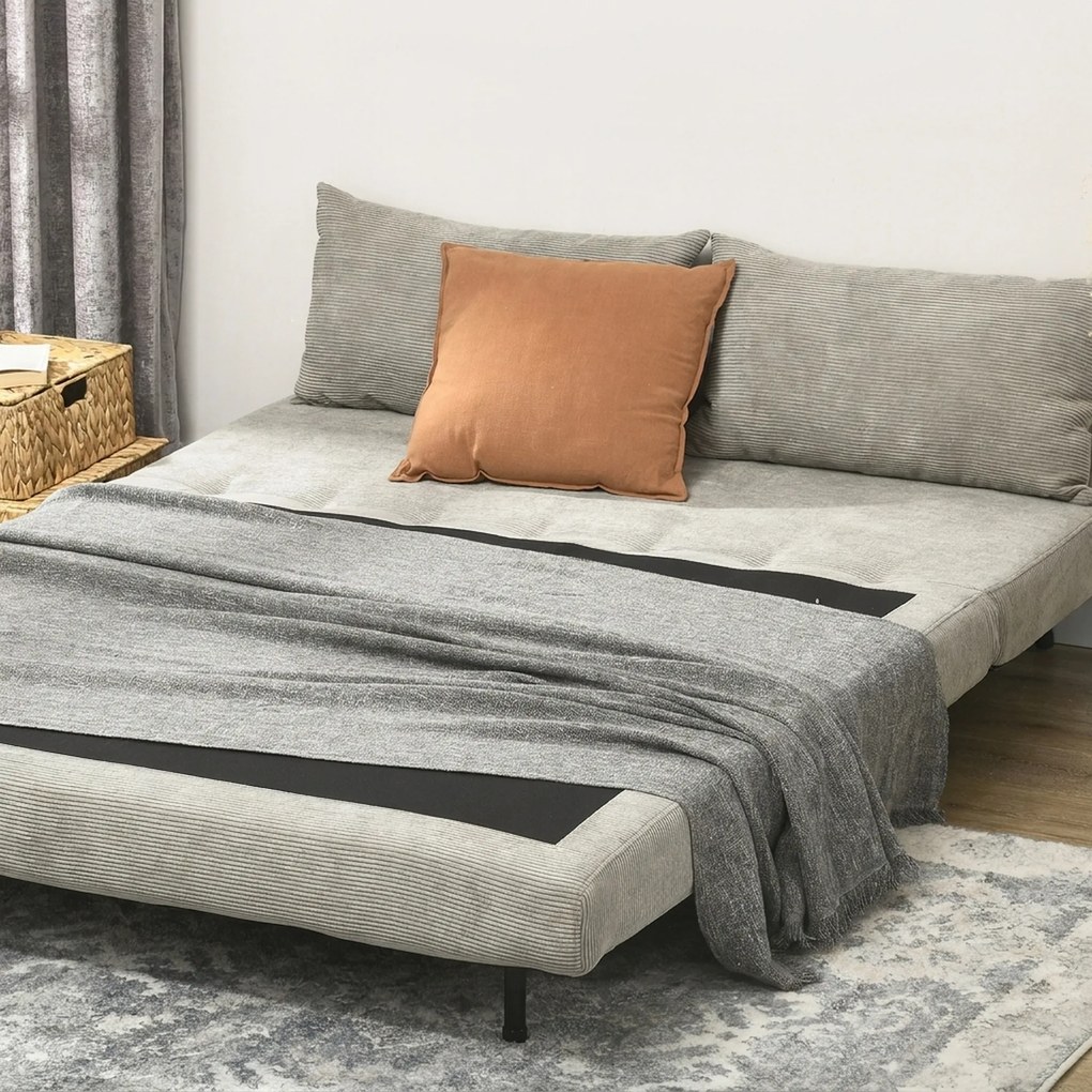 HOMCOM Sofa rozkładana łóżko dla gości z regulowanym oparciem do 120 kg szara 141x90x81 cm | Aosom PL