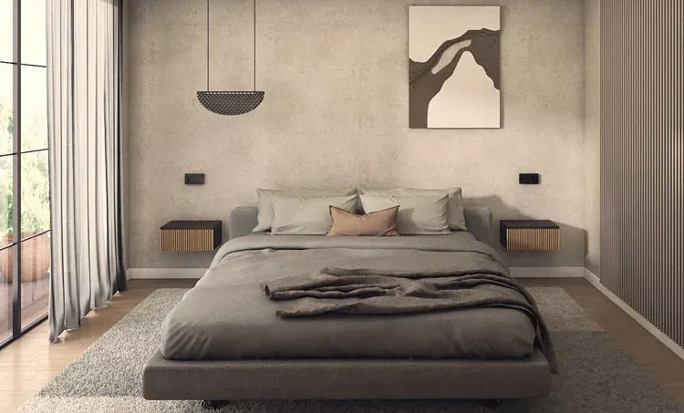 Wisząca szafka nocna z lamelami czarny + naturalny N9-W09