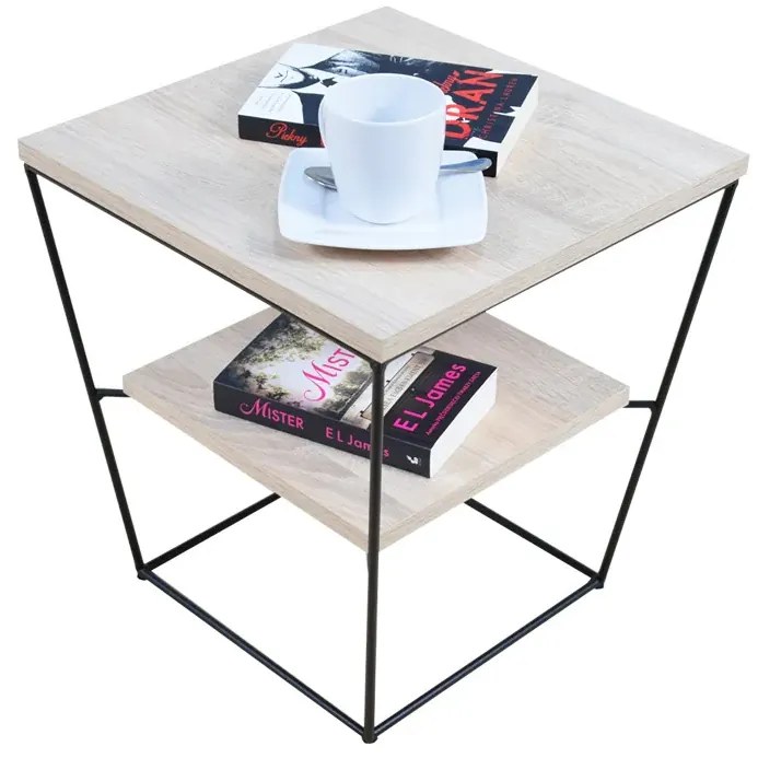 Kwadratowy stolik kawowy w stylu loft dąb sonoma K8-K29