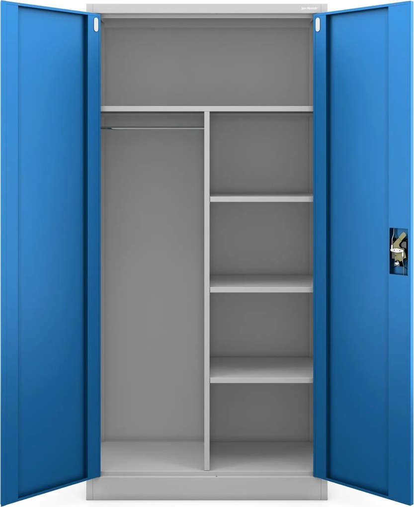 Socjalna szafa ubraniowa Dawid 90x45x185 cm, szary/niebieski