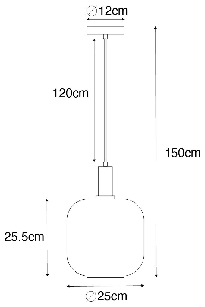 Designerska lampa wisząca czarna z mosiądzem i bursztynowym szkłem - Zuzanna