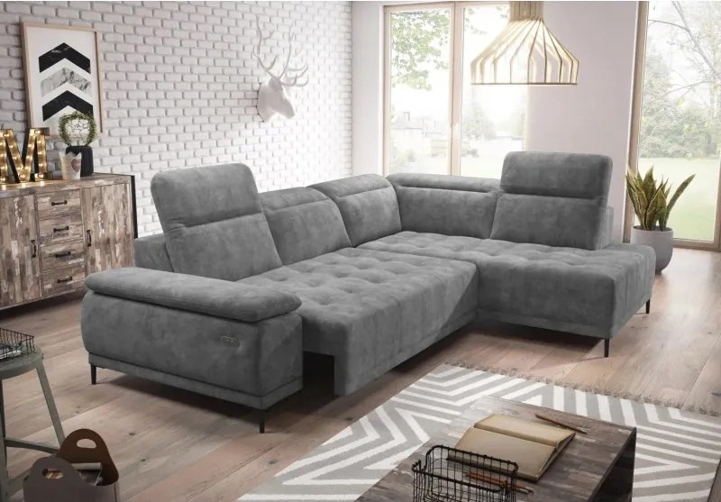 Narożnik FOCUS L z elektryczną regulacją siedziska Prawostronny w tkaninie Promocyjnej SALVADOR 14 WERSAL