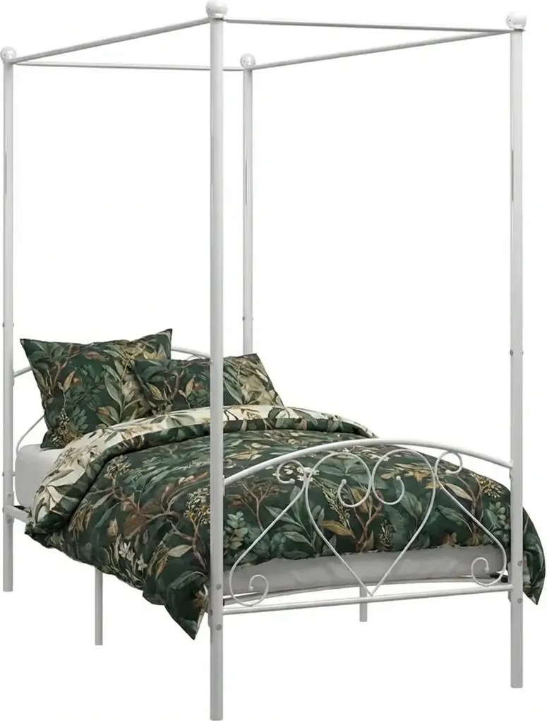 Metalowe białe łóżko rustykalne 120x200 cm N0-E76