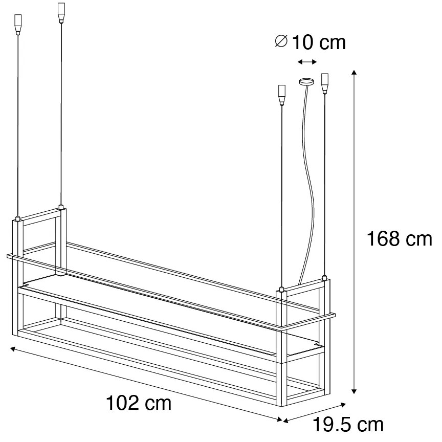 Industrialna lampa wisząca beżowa 4-punktowa - Cage RackPrzemysłowy Oswietlenie wewnetrzne