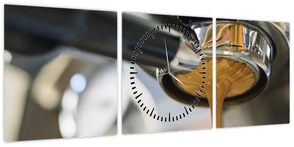 Obraz - espresso (z zegarem) (90x30 cm)
