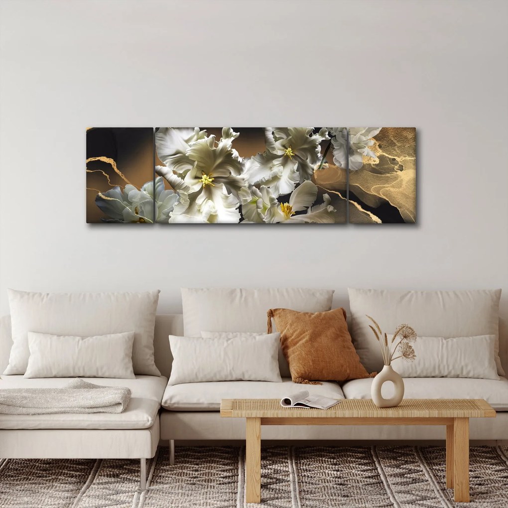 Obraz - Orchidea kwiaty na marmurowym tle (170x50 cm)