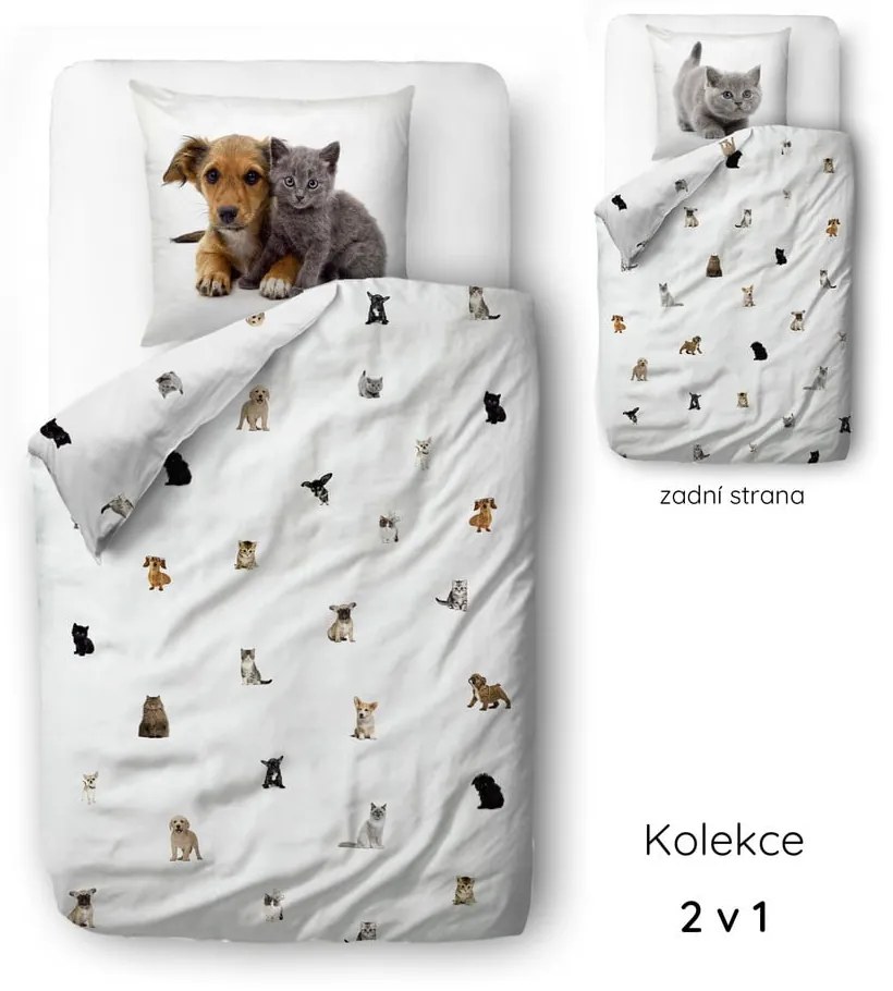 Biała pościel dziecięca jednoosobowa z satyny bawełnianej 140x200 cm The Cutest Ones – Butter Kings