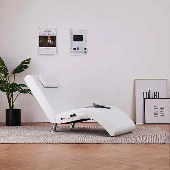 Elegancka biała leżanka masująca z ekoskóry H0-B51