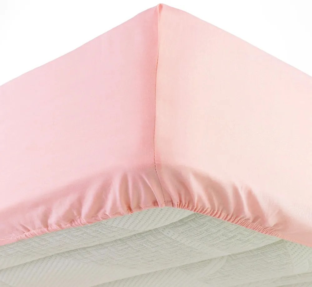 Różowe dżerzejowe prześcieradło z gumką 160x200 cm Jersy – douceur d'intérieur