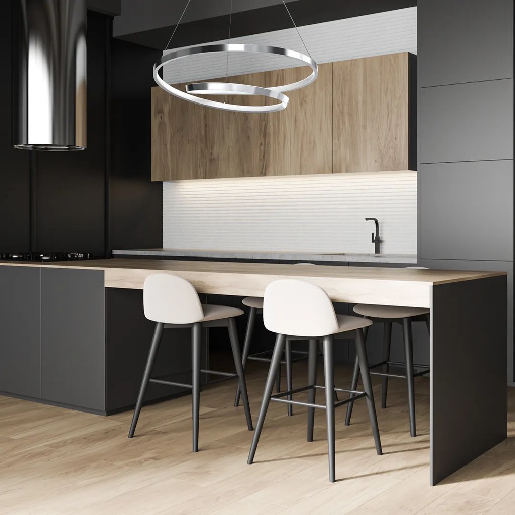 Lampa wisząca LUCERO CHROME 48W LED, srebrna, zawijas wiszący
