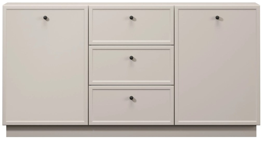 Komoda Lorini 150 cm z szufladami - kaszmir / czarne uchwyty