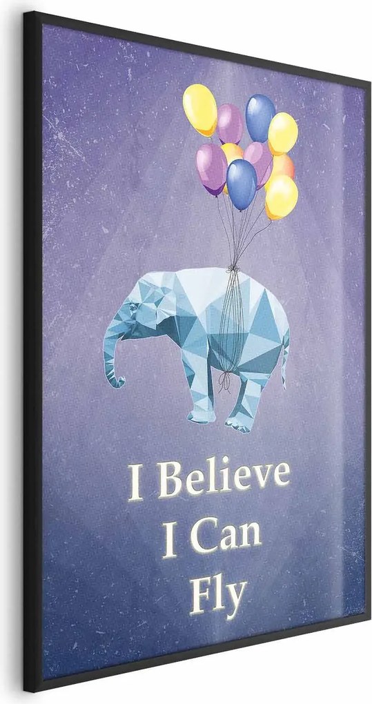 Plakat Latający słoń 40x60 cm z ramą czarną bez marginesu ARTGEIST B
