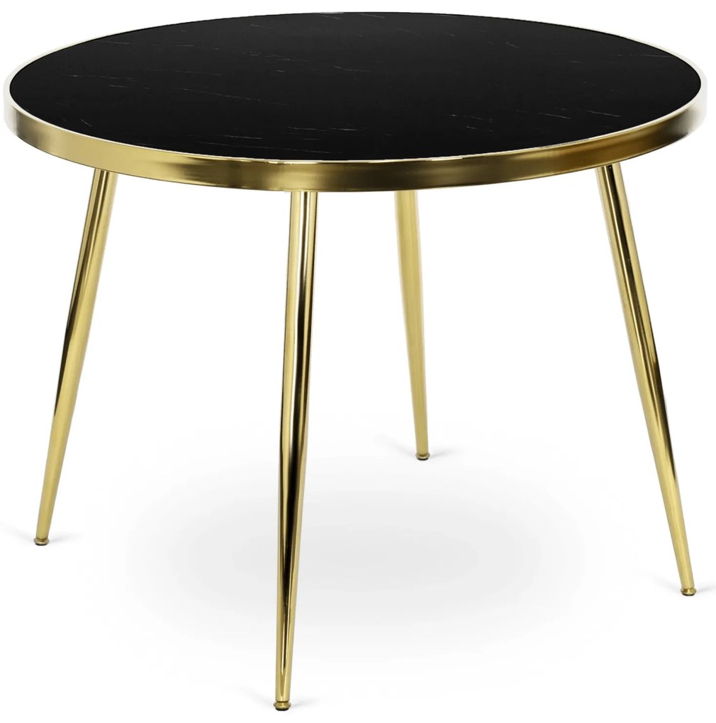Stół Okrągły TINGA 100 cm Czarny/Złoty Glamour