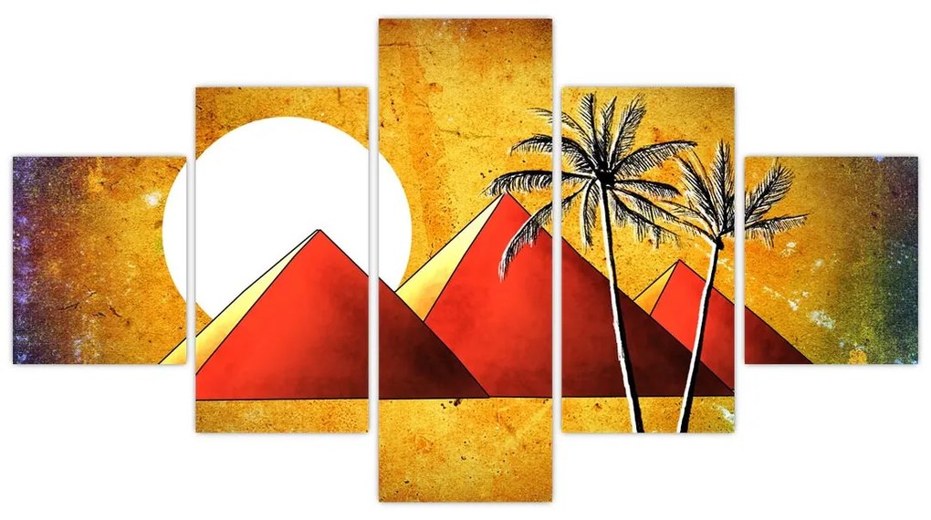 Obraz malowanych egipskich piramid (125x70 cm)