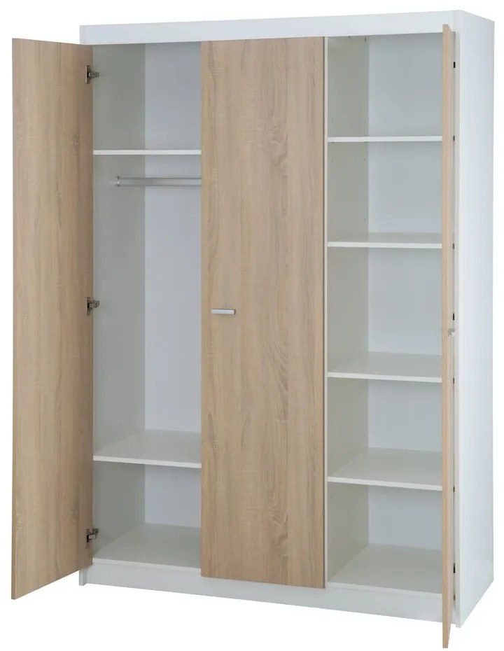 Biało-naturalna szafa dziecięca w dekorze dębu 131x190 cm Gabriella – Roba