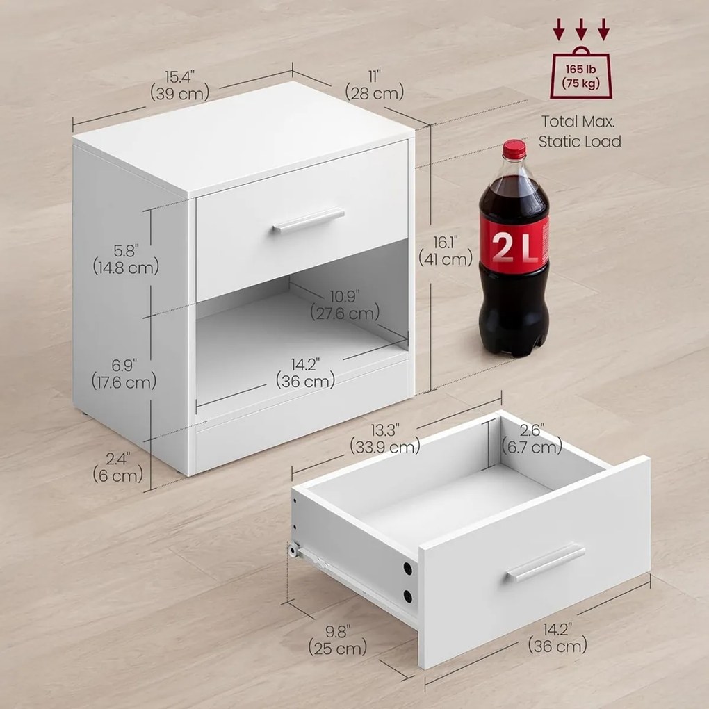 Zestaw stolików nocnych E1081 WT, biały, 2 szt.