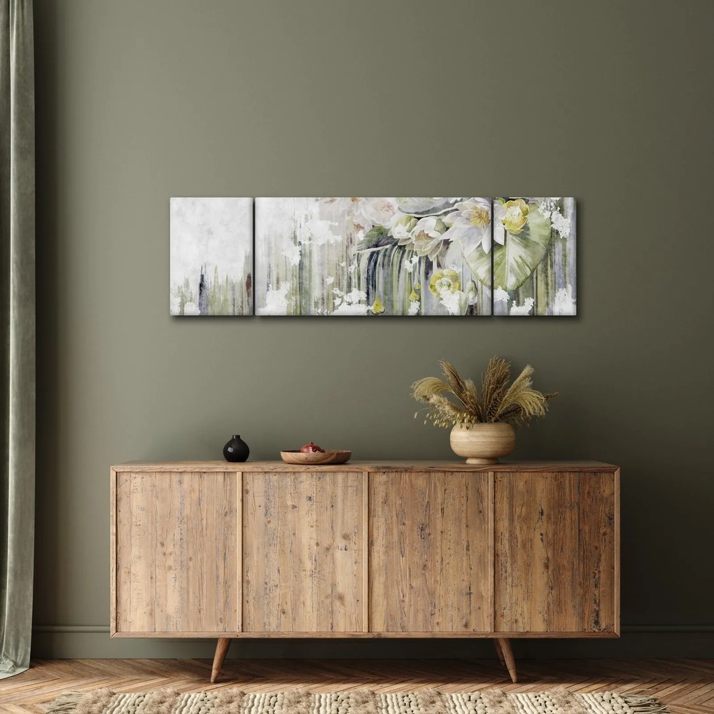 Obraz - Białe kwiaty, vintage (170x50 cm)