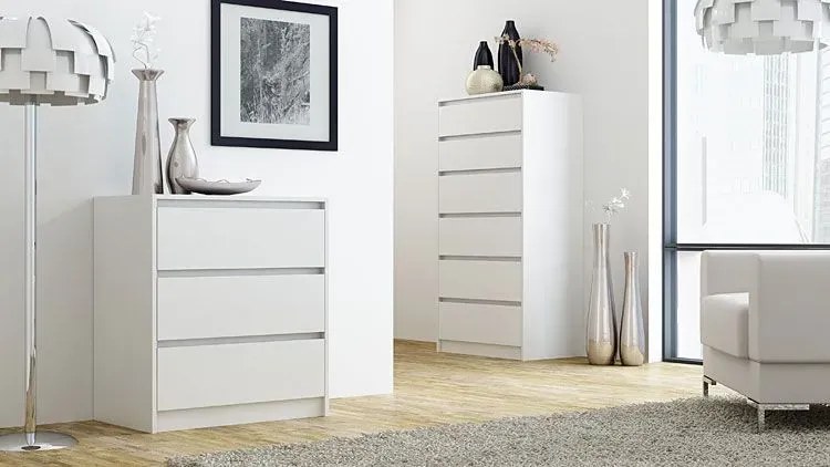 Skandynawska biała komoda z 3 szufladami T7-H63
