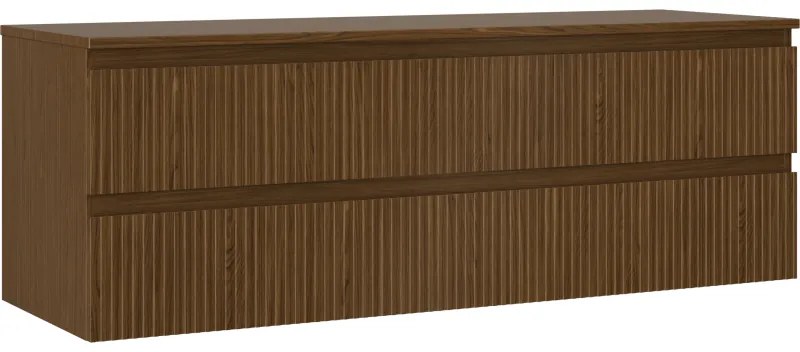 Mexen Rivel szafka łazienkowa podumywalkowa 140 cm z blatem, 2 szuflady, ryflowana , orzech - 91A20-14047-2-BFFC86
