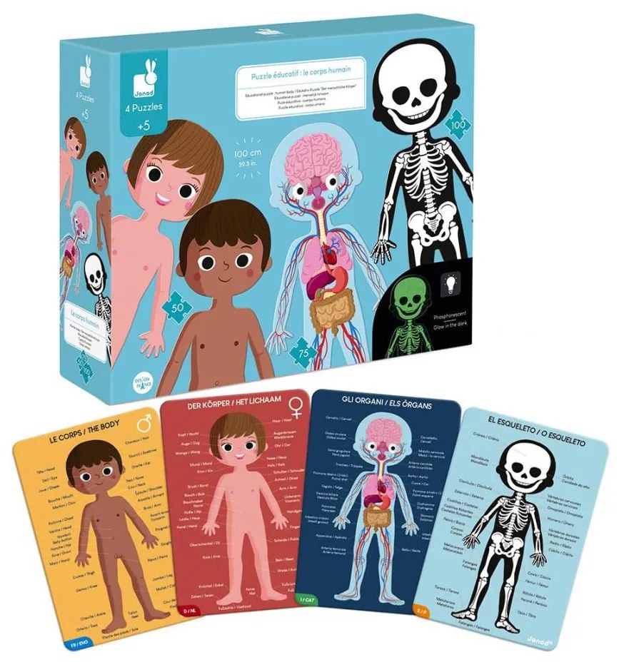 Janod - Edukacyjne puzzle 225 el. Ciało człowieka dla dzieci