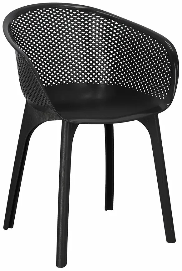 Czarne ażurowe krzesło balkonowe, tarasowe S6-M26
