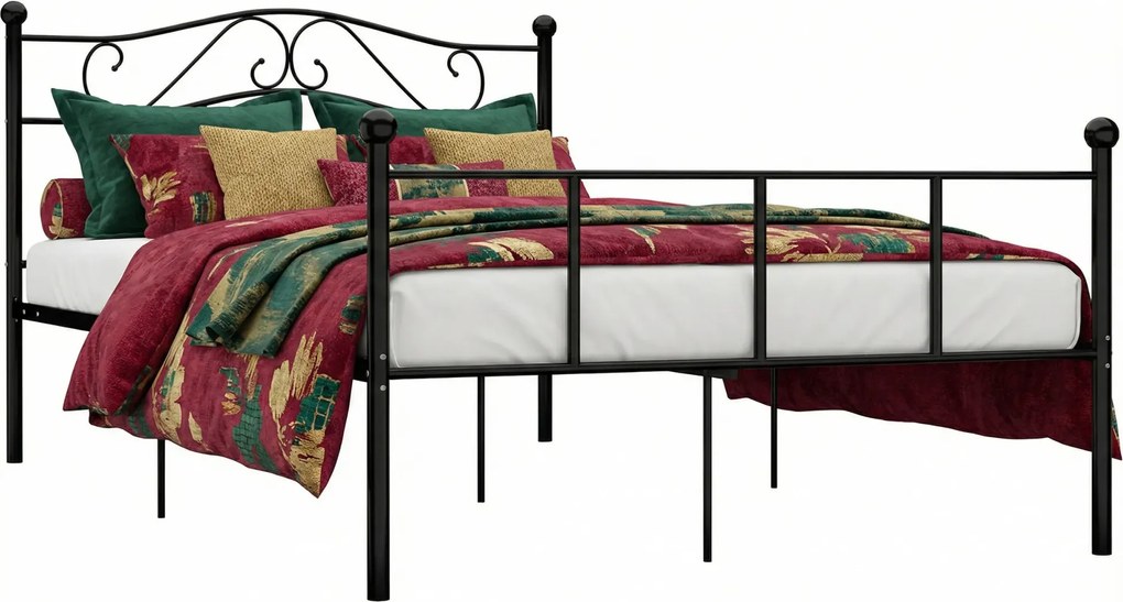 Czarne metalowe łóżko w stylu loft 200x200 cm - Fiosa