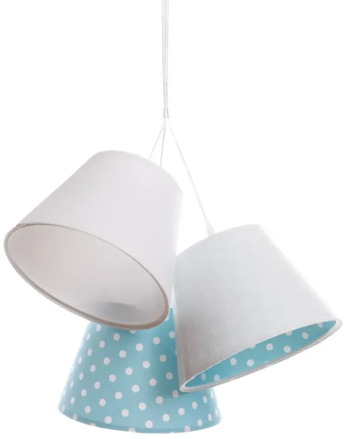 Biało-niebieska dziecięca lampa wisząca w groszki D7-D05