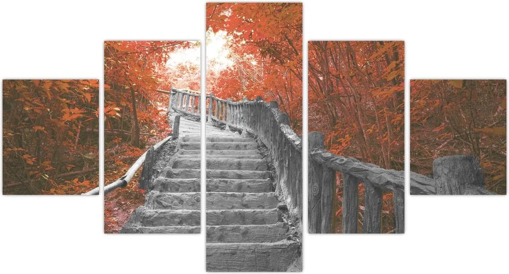 Obraz - Schody w naturze, pomarańczowy (125x70 cm)