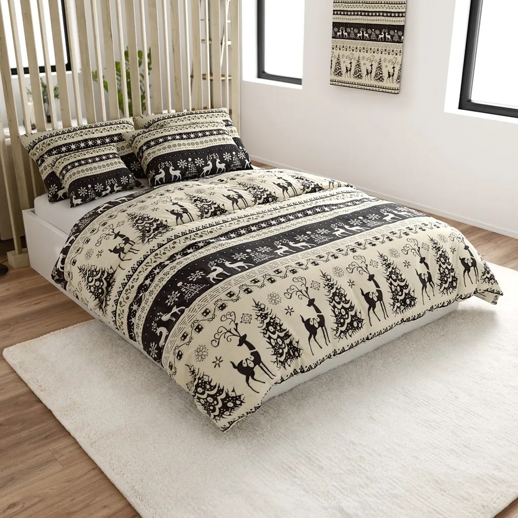 PrzytulneMieszkanie.pl PrzytulneMieszkanie.pl Pościel z mikropluszu WINTER DEER szare Rozmiar pościeli: 70 x 90 cm | 140 x 220 cm
