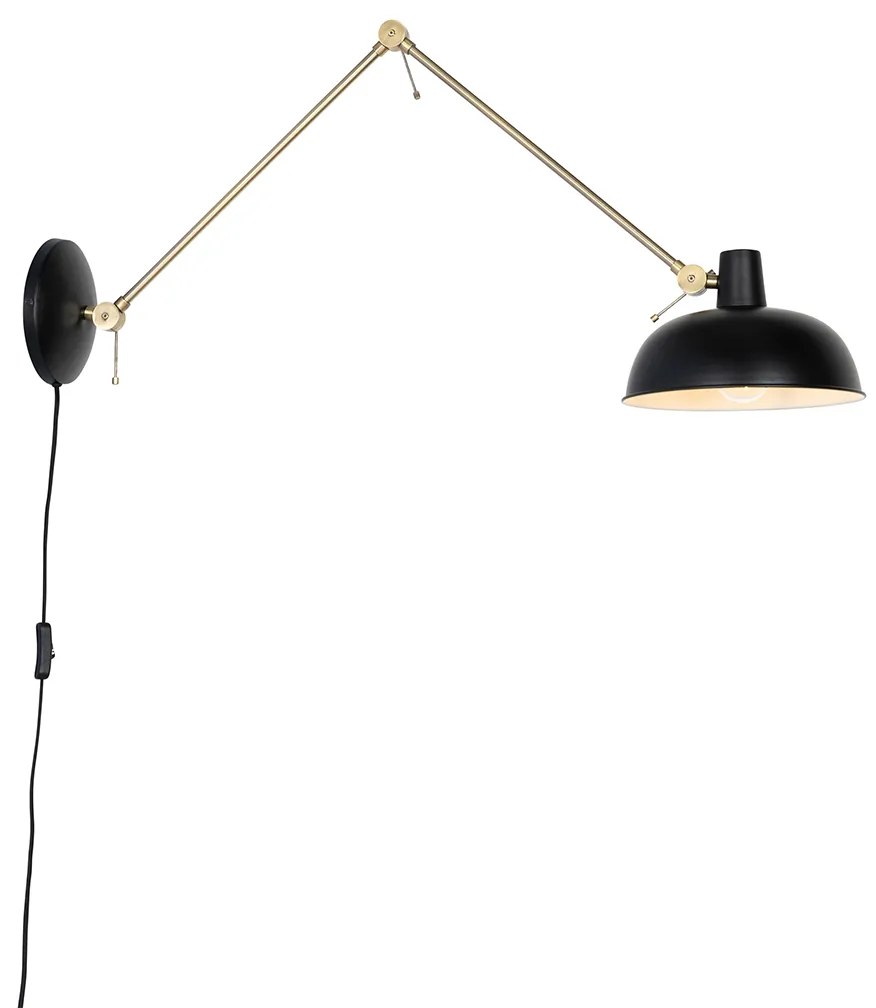 Retro Lampa ścienna czarna z brązem - Milou Retro Oswietlenie wewnetrzne