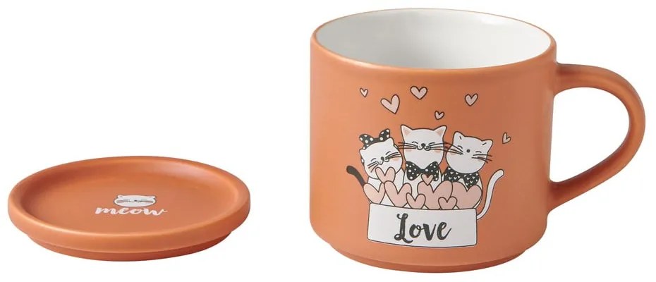 Pomarańczowe/beżowe porcelanowe kubki zestaw 2 szt. 350 ml Cats – Brandani