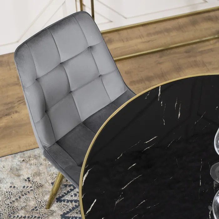 Stół Okrągły TINGA 100 cm Czarny/Złoty Glamour