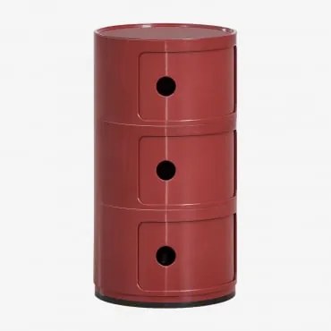 Okrągły Stolik Boczny Babel Z Półkami Czerwone Wino & 3 Szuflady - Sklum