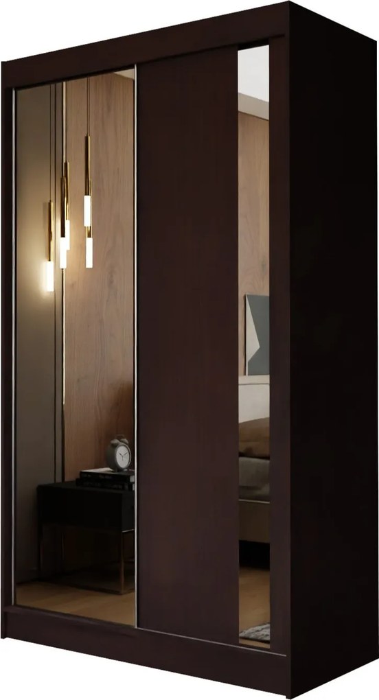 Szafa Przesuwna GRAZIA 120 cm z Lustrem Szafa Dwudrzwiowa Wenge