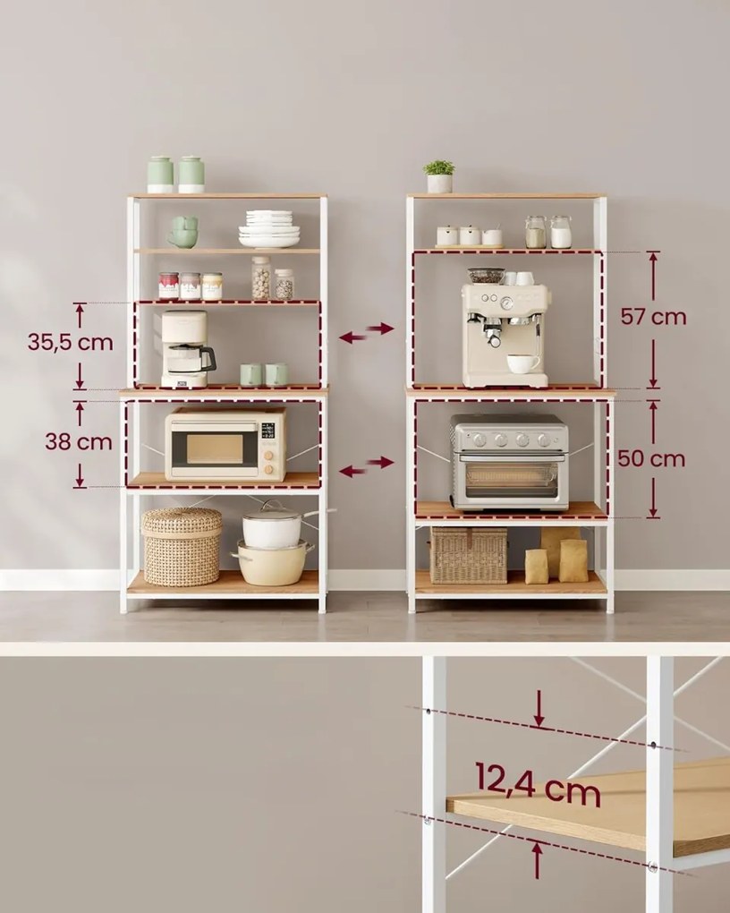 Regał kuchenny LORANO 167x80 cm, biały / dekor dąb