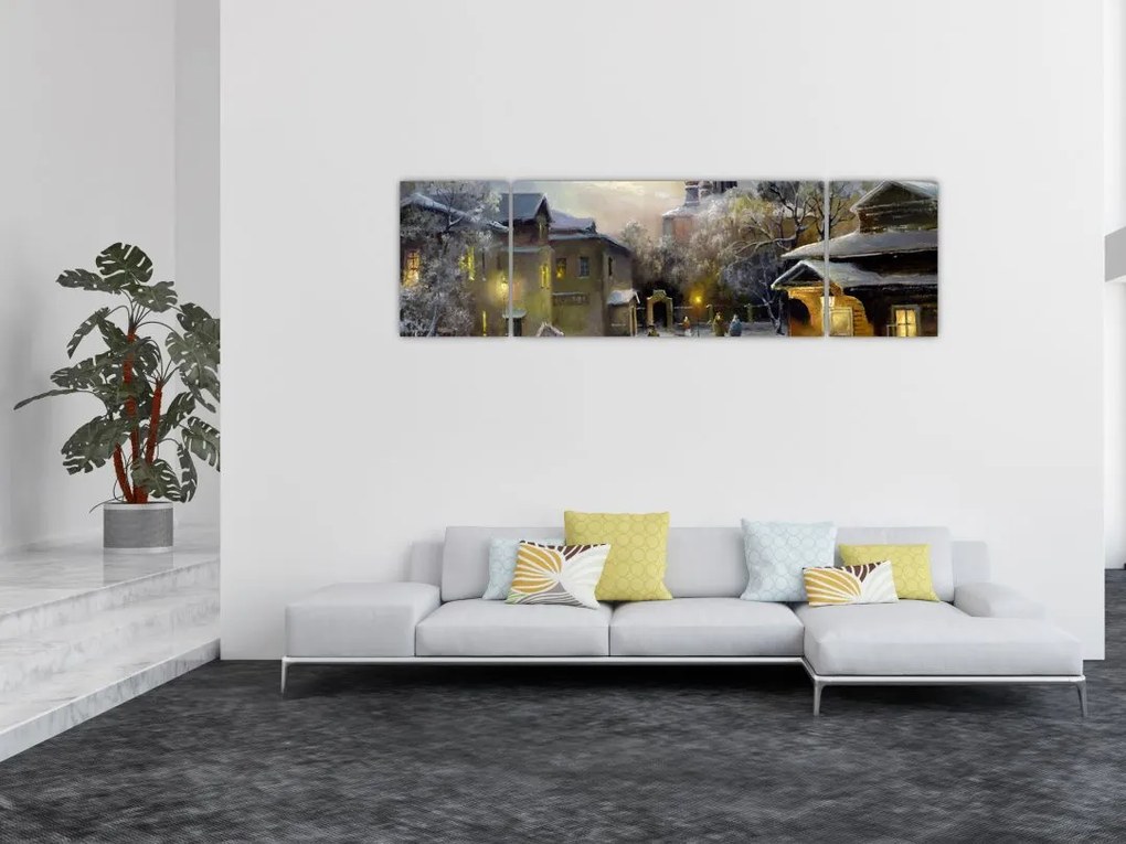 Obraz - Zimowa wioska (170x50 cm)