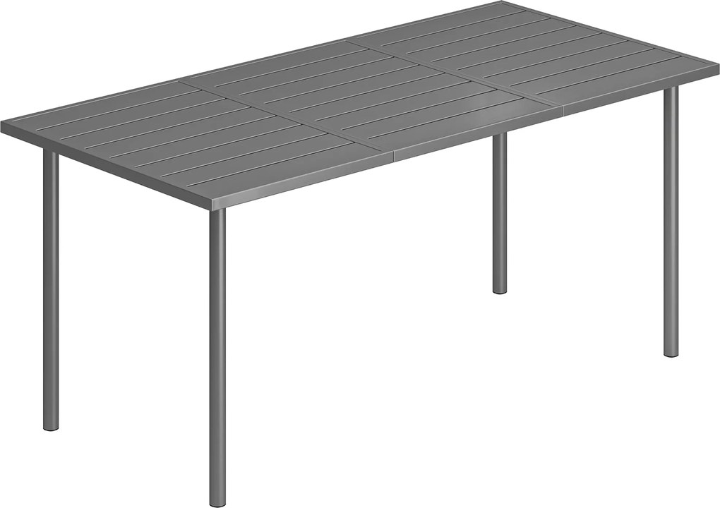 Outsunny Stół ogrodowy 165 x 80 cm dla 6 osób z metalowym blatem, stalowa rama, prostokątny | Aosom PL