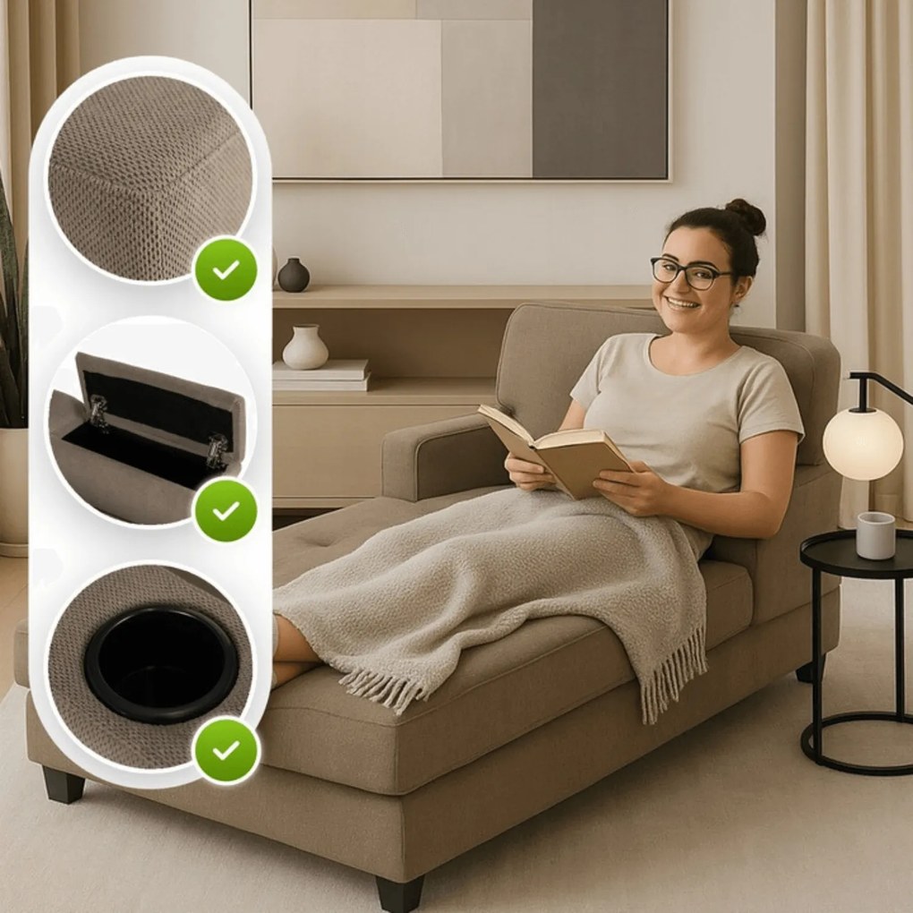 Fotel Wypoczynkowy Sofa NEO Beżowy Tapicerowany Nowoczesny