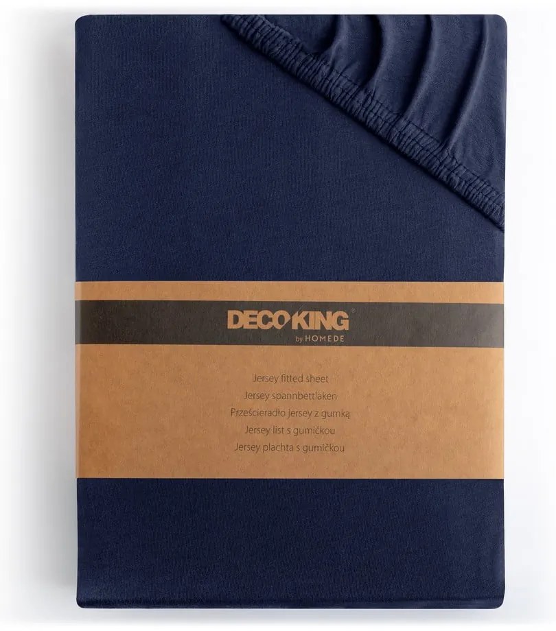 Ciemnoniebieskie dżersejowe prześcieradło z gumką 200x200 cm Amber – Restilo