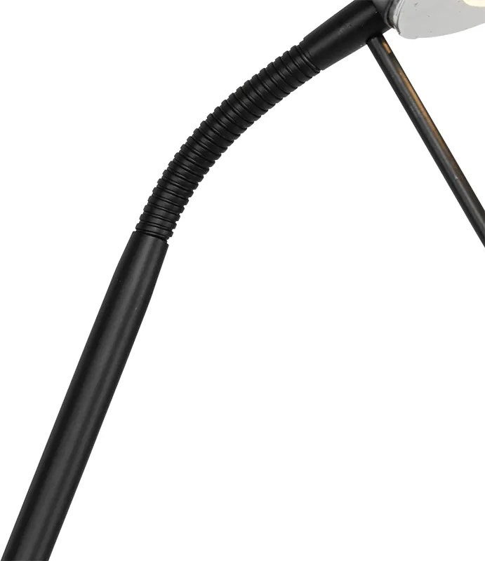 Nowoczesna lampa stojąca czarna z lampką do czytania, w tym LED z możliwością ściemniania do ciepłego światła - Diva