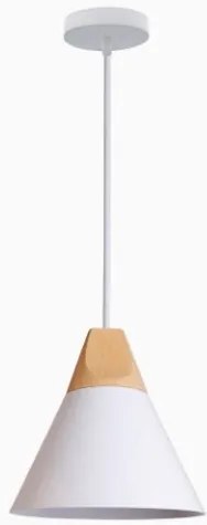 Lampa sufitowa metalowa z kloszem z litego drewna wisząca AT8-1SZ-White