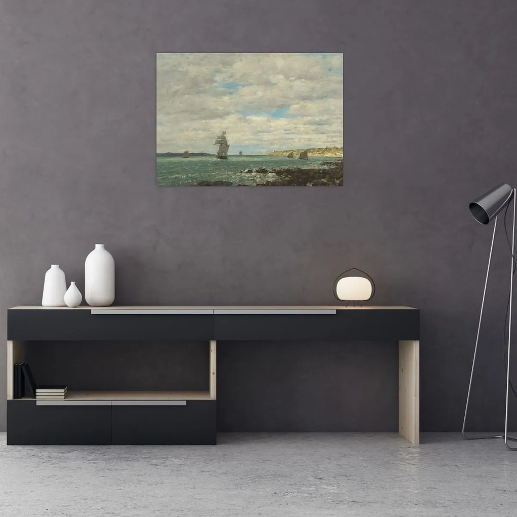Obraz na szkle - Eugène Boudin, Coast of Brittany, reprodukcje (70x50 cm)