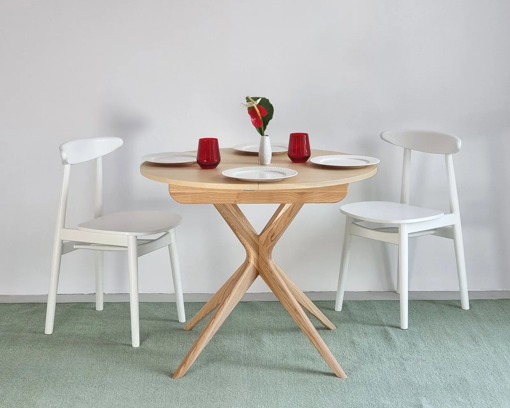 Okrągły stół fornirowany Jubi 90 cm rozsuwany do 130 cm
