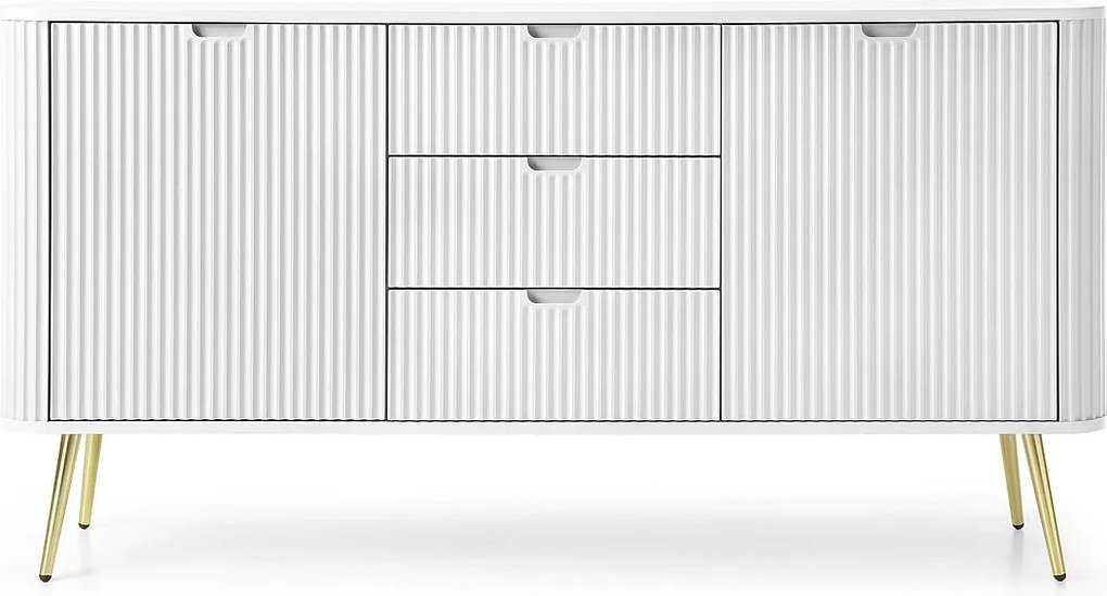 Komoda biała, nogi: złote, 168 x 87 x 39 cm