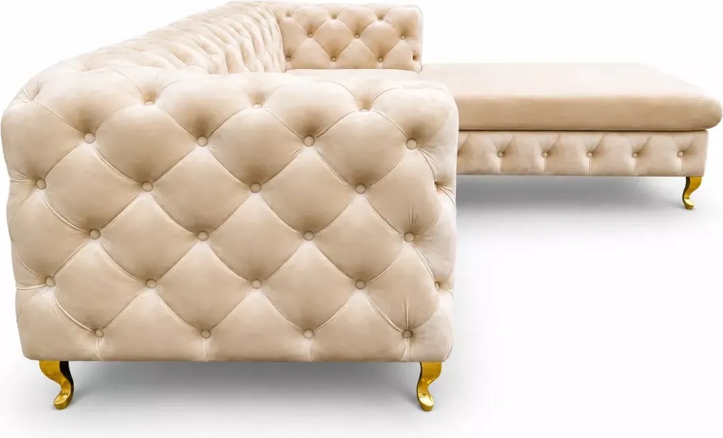 Narożnik Chesterfield Moet Light glamour luksusowy velvet 238x210 cm