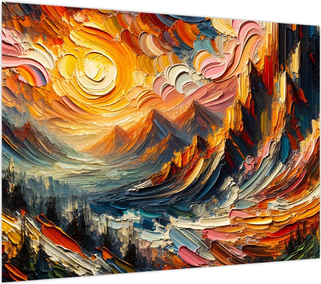 Obraz na szkle - Góry oświetlone słońcem (70x50 cm)