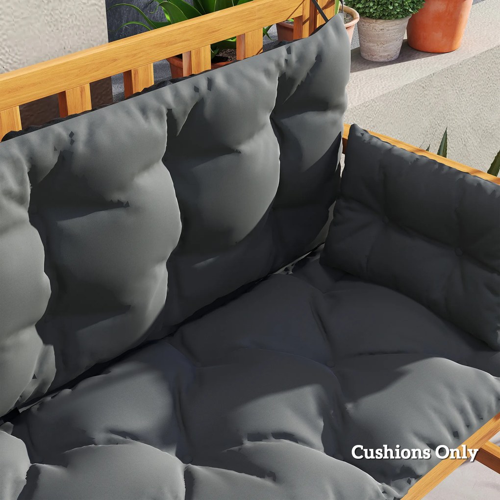 Outsunny Zestaw dwustronnych poduszek do ławki lub huśtawki, Poliester, Piana, 180 x 110 x 8 cm, Ciemnoszary
