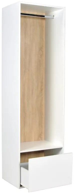 Garderoba narożna modułowa - szer. 144,5 cm - Biały i naturalny - TAMOKA