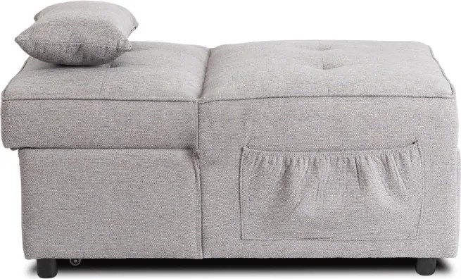 Fotel Wypoczynkowy Rozkładany IBERIS 67 cm Szary Tapicerowany Nowoczesny