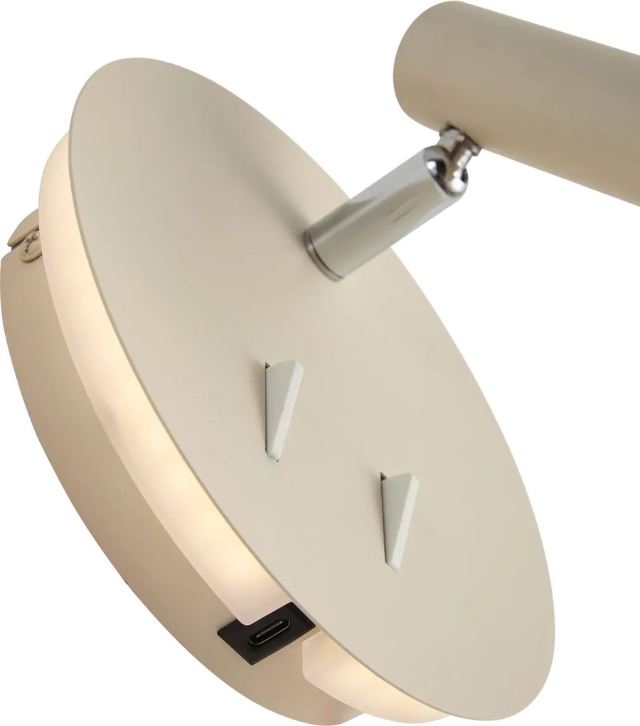 Nowoczesna lampa ścienna beżowa z diodą LED i USB-C - Croft